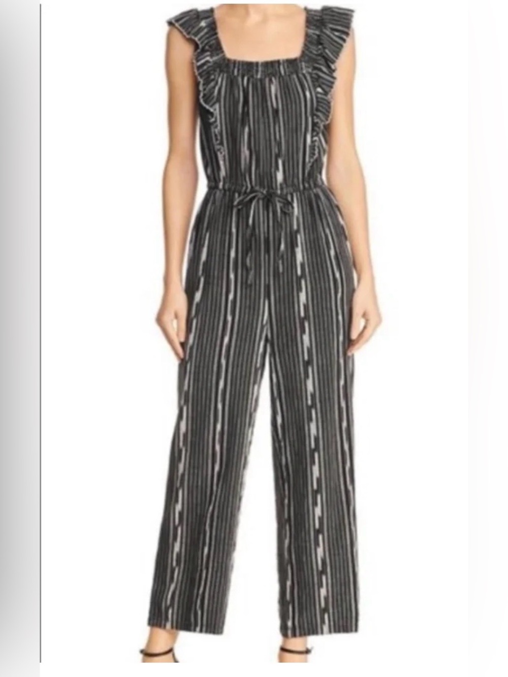 La Vie by Rebecca Taylor Black and White Striped Maxi Jumpsuit